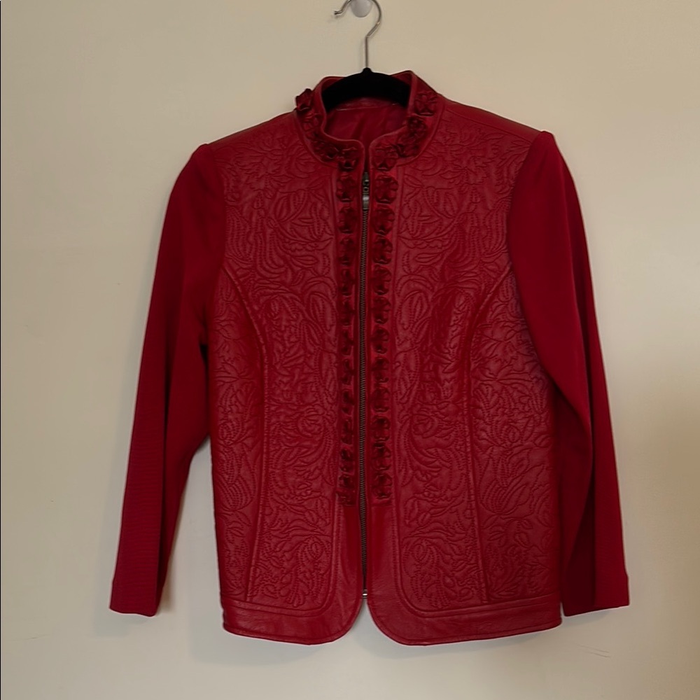 Burgundy Tailored Blazer with Stand-Up Collar